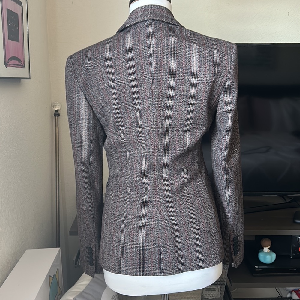 Express Brown Pin Striped Single Button Jacket Bl… - image 4